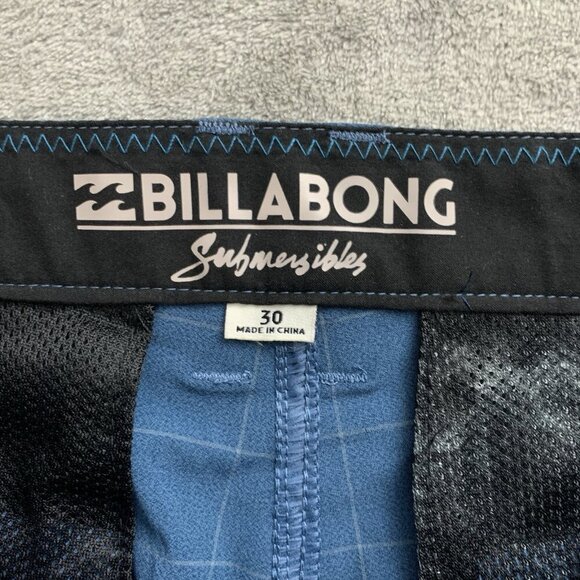 Billabong Shorts Mens 30 Blue Plaid Crossfire Submersibles Land Swim Casual 9” - Picture 7 of 12
